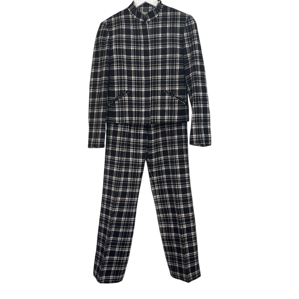 Young Pendleton 100% Wool Black Cream Checkered P… - image 2